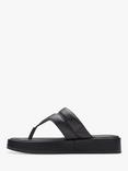 Clarks Alda Walk Leather Toe Post Sandals, Black