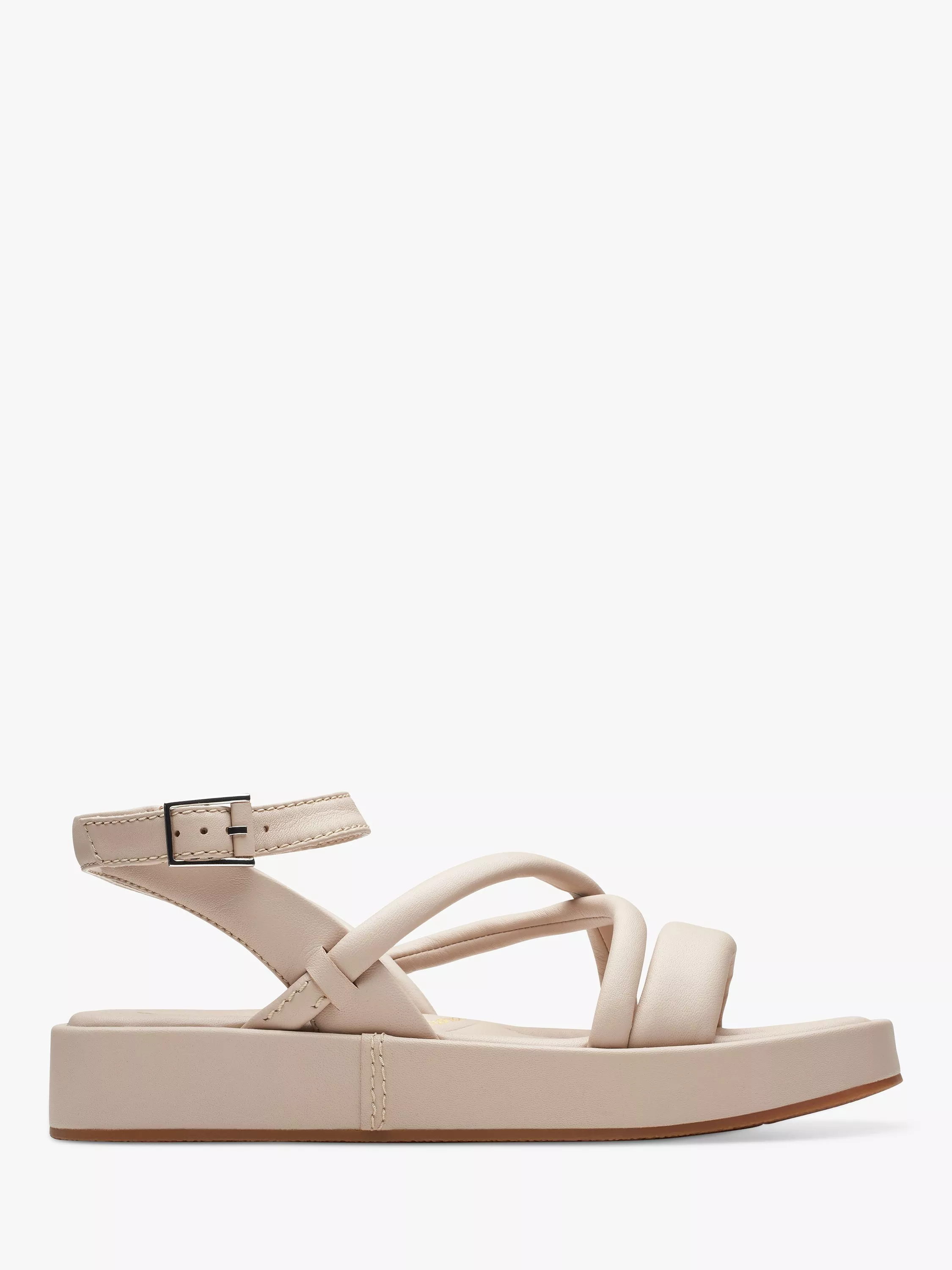 Clarks Alda Cross Leather Flatform Sandals Sand 7