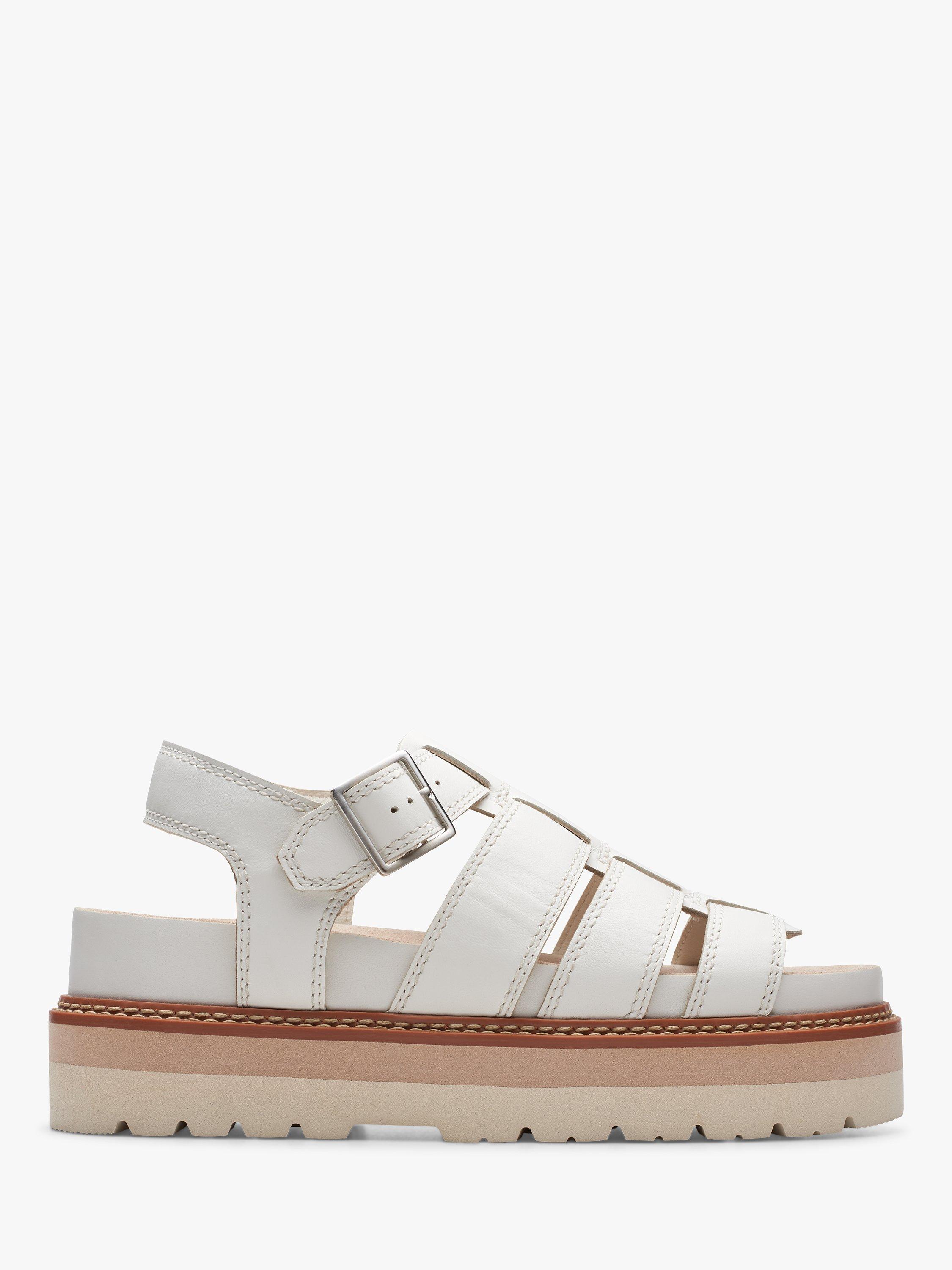 Clarks Orianna Twist Leather Caged Sandals, Off White, 8