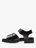 Clarks Orinocco Textured Leather Cross Strap Sandals, Black