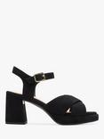 Clarks Ritzy 75 Faye Suede Block Heel Sandals, Black