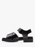 Clarks Orinocco Wide Fit Textured Leather Cross Strap Sandals, Black