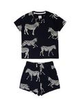 Chelsea Peers Kids' Zebra Print Crew Neck Pyjama Set, Navy/Multi