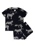 Chelsea Peers Kids' Zebra Print Crew Neck Pyjama Set, Navy/Multi