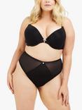 Oola Lingerie Soft Mesh Front Fastening Padded Plunge Bra, Black