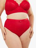 Oola Lingerie Lace and Logo High Waist Knickers, Red