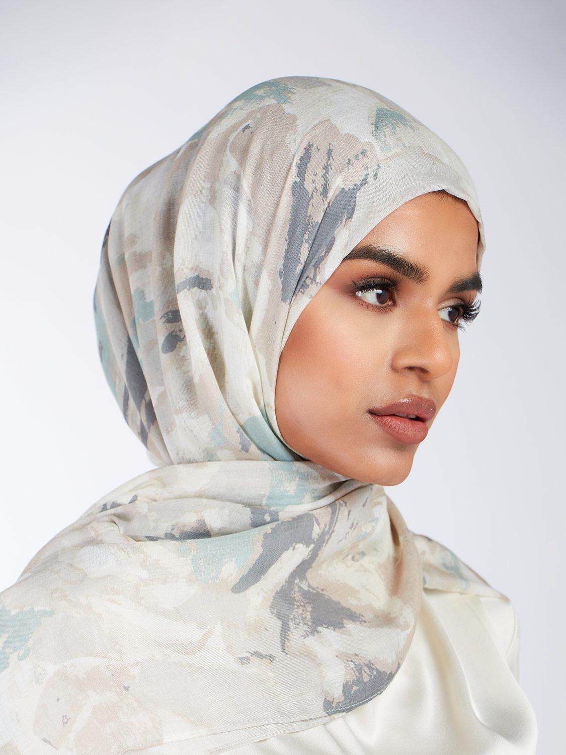 Product image 1 of 2, which shows Aab Soft Camo Print Hijab, Grey/Multi, One Size