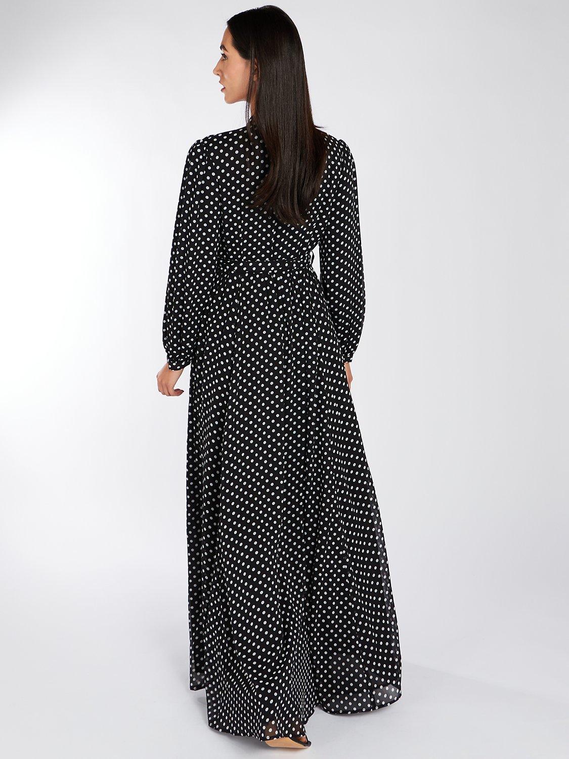 Product image 3 of 4, which shows Aab Classic Polka Maxi Dress, Black, XL Regular