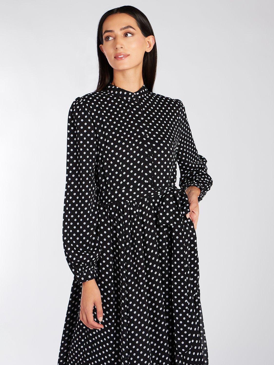 Product image 4 of 4, which shows Aab Classic Polka Maxi Dress, Black, XL Regular
