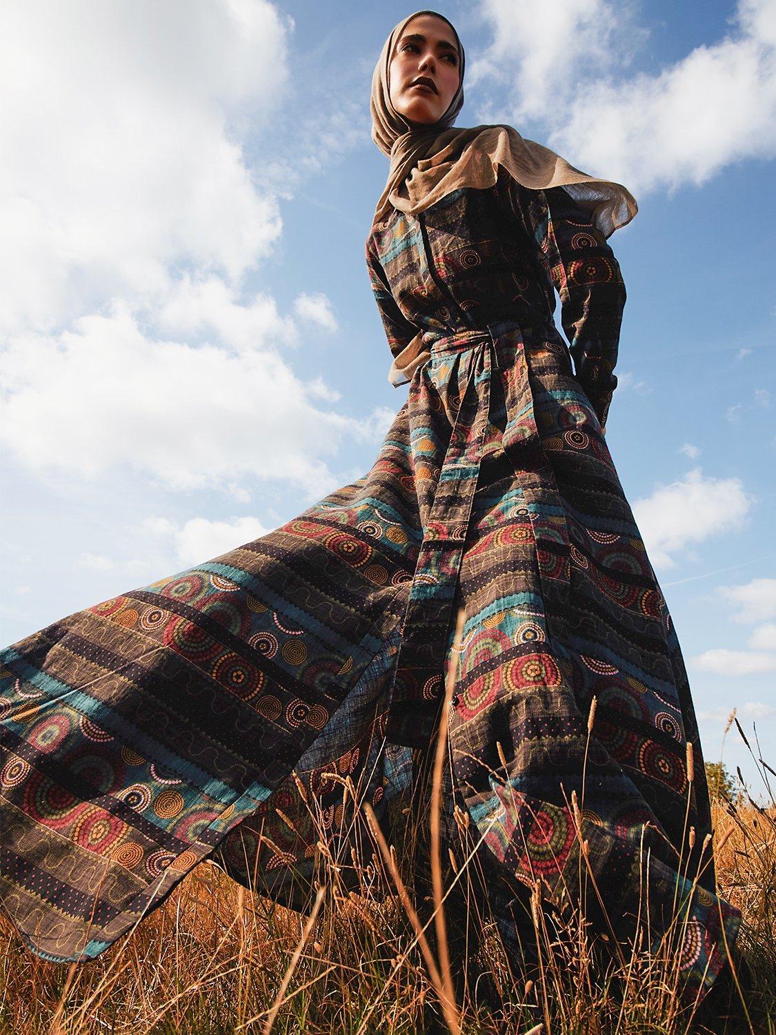 Product image 2 of 4, which shows Aab Retro Print Cotton Maxi Dress, Multi, S Regular