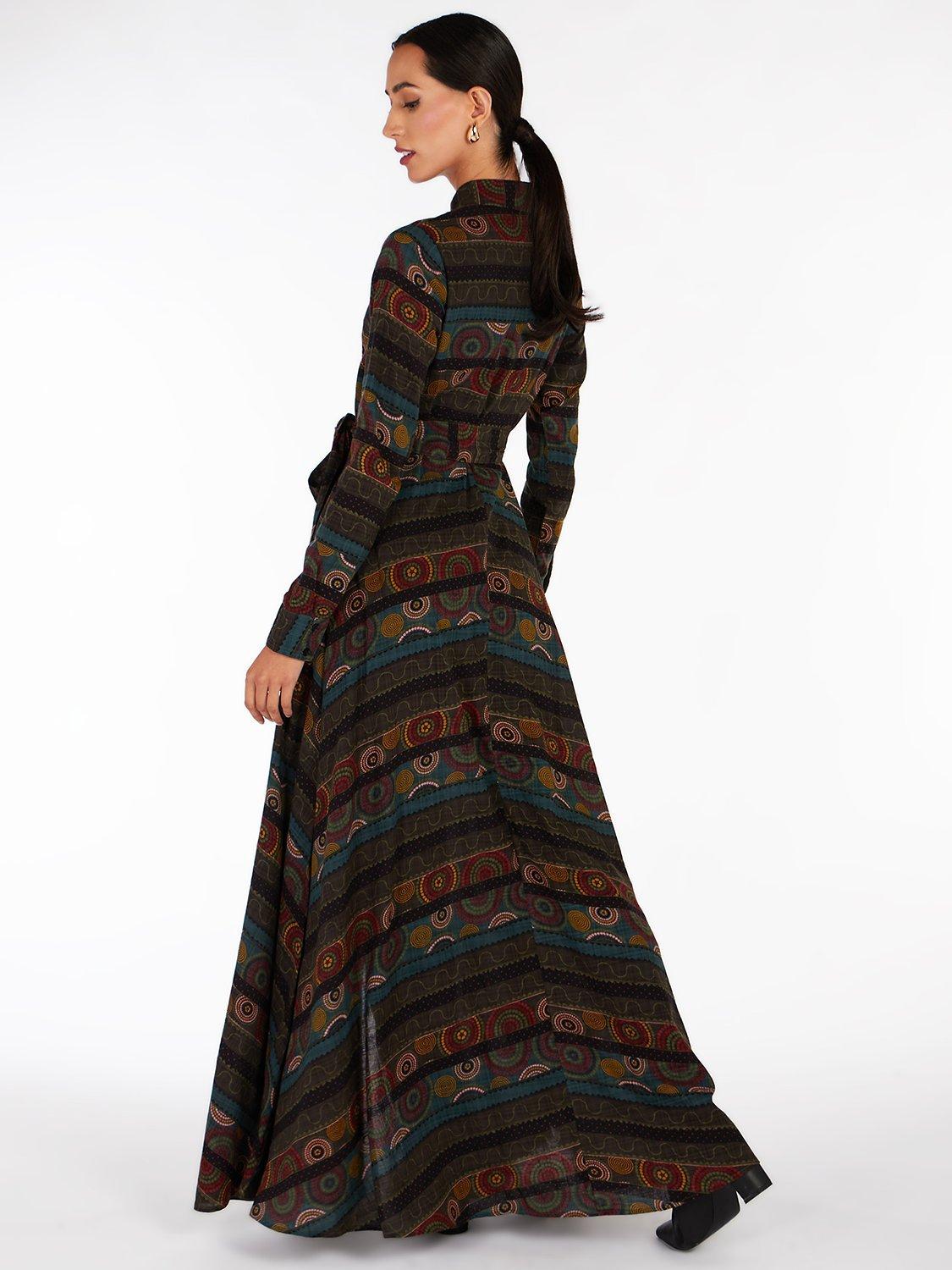 Product image 3 of 4, which shows Aab Retro Print Cotton Maxi Dress, Multi, S Regular