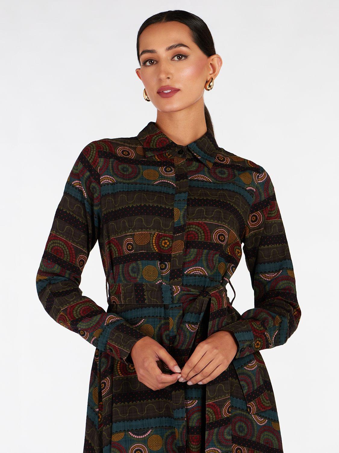 Product image 4 of 4, which shows Aab Retro Print Cotton Maxi Dress, Multi, S Regular