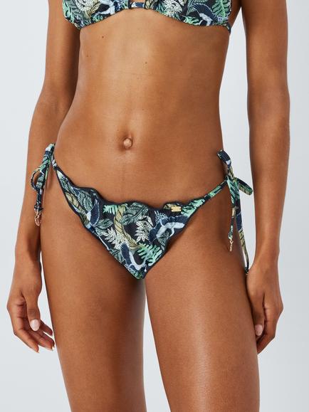 AND/OR Botanical Frill Bikini Bottoms, Navy, Navy