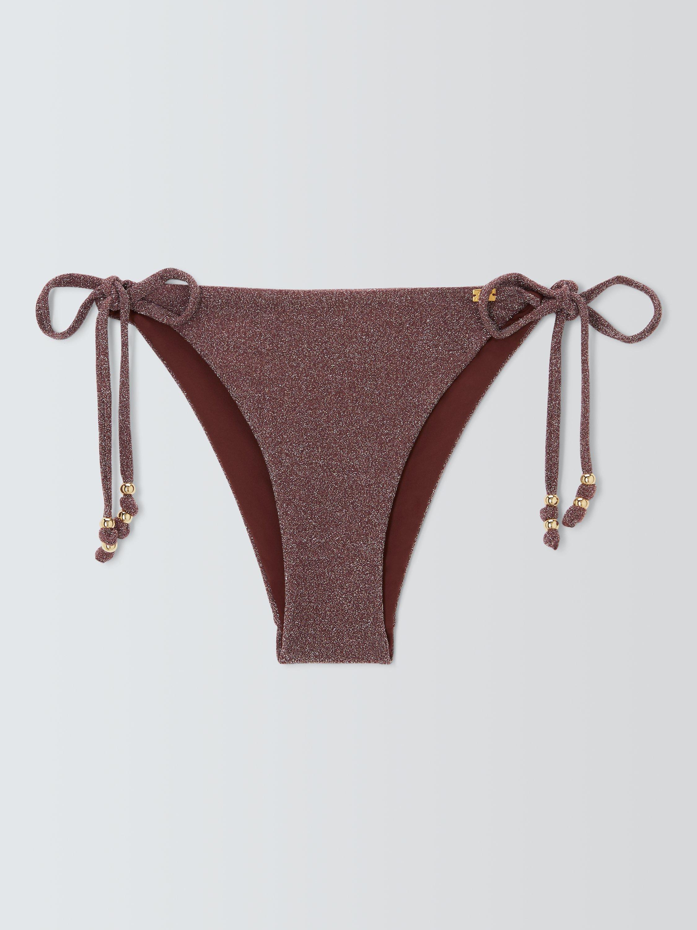 Product image 5 of 6, which shows AND/OR Shimmer String Bikini Bottoms, Chocolate, 18