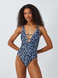 AND/OR Shibori Crossover Back Swimsuit, Denim