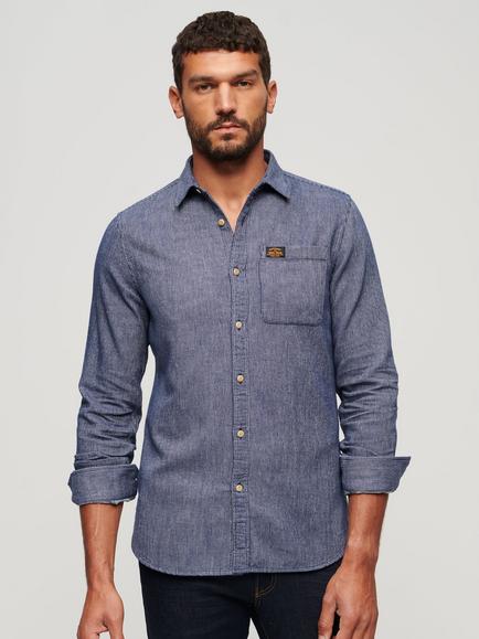Superdry Vintage Plain Workwear Shirt, Indigo, Indigo