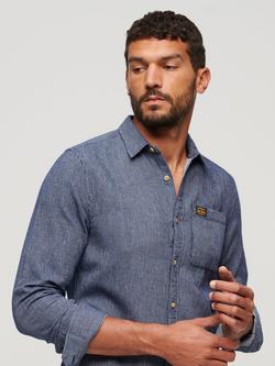 Superdry Vintage Plain Workwear Shirt, Indigo - view 2, Indigo