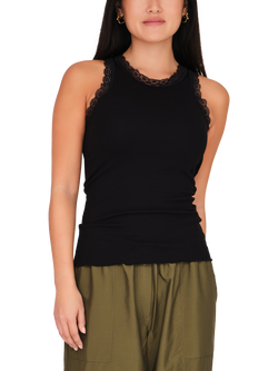 A-VIEW Florine Lace Trim Tank Top, Black
