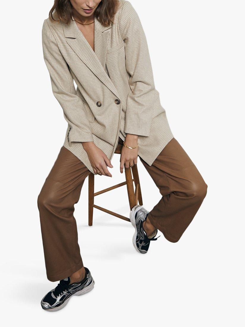 A-VIEW Selena Oversize Wool Blend Blazer, Sand
