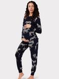 Chelsea Peers Zebra Jersey Maternity Pyjama Set, Navy