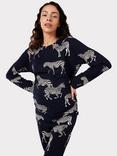 Chelsea Peers Zebra Jersey Maternity Pyjama Set, Navy