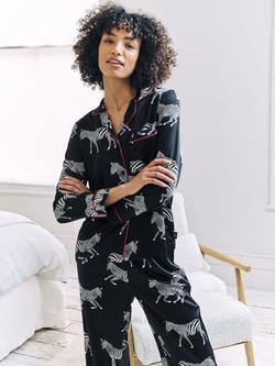 Chelsea Peers Zebra Long Shirt Satin Pyjama Set - view 2, Navy