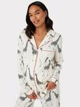 Chelsea Peers Giraffe Long Shirt Organic Cotton Maternity Pyjama Set, Off White