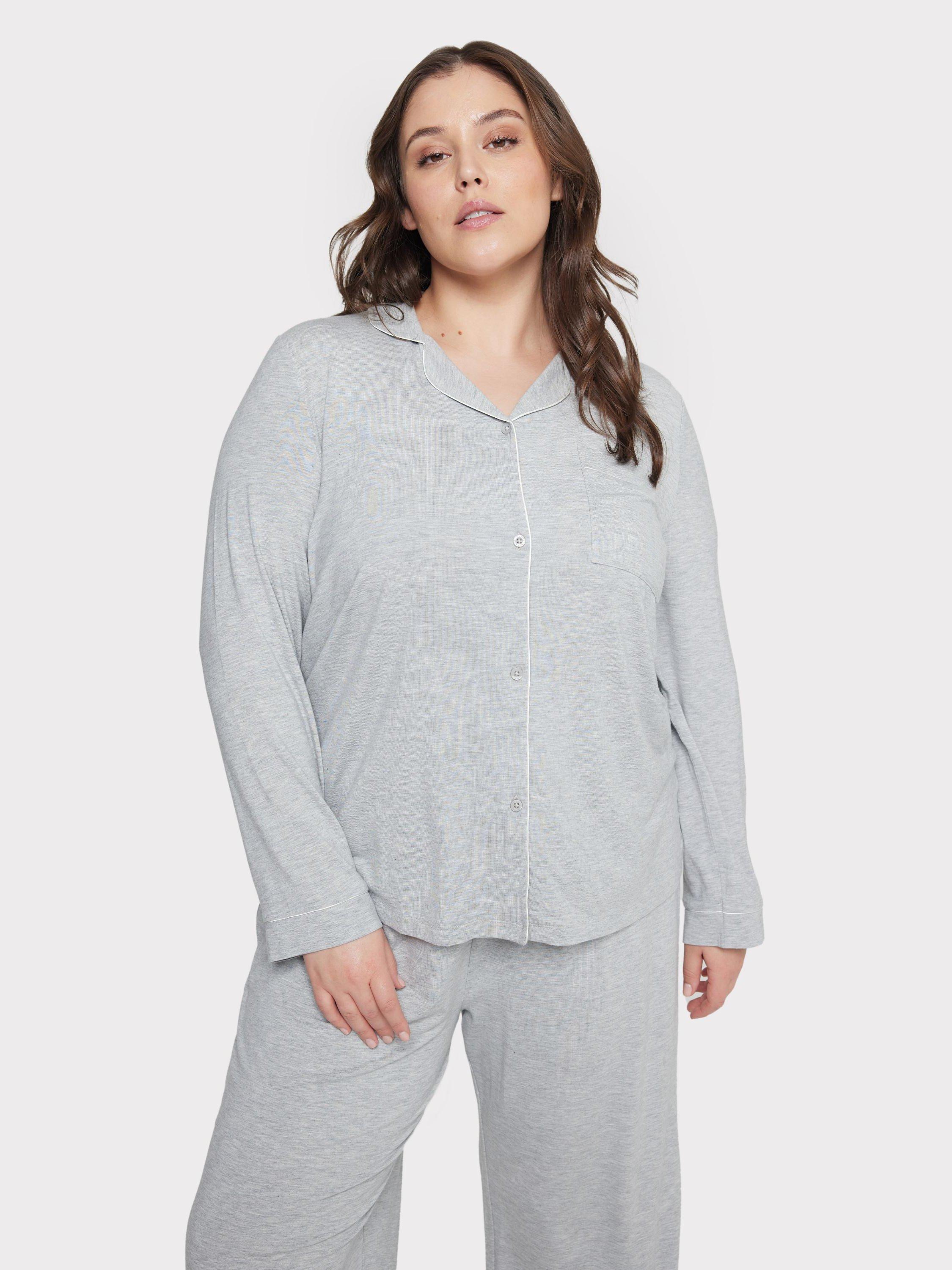 Chelsea Peers Curve Modal Long Shirt Pyjama Set, Grey