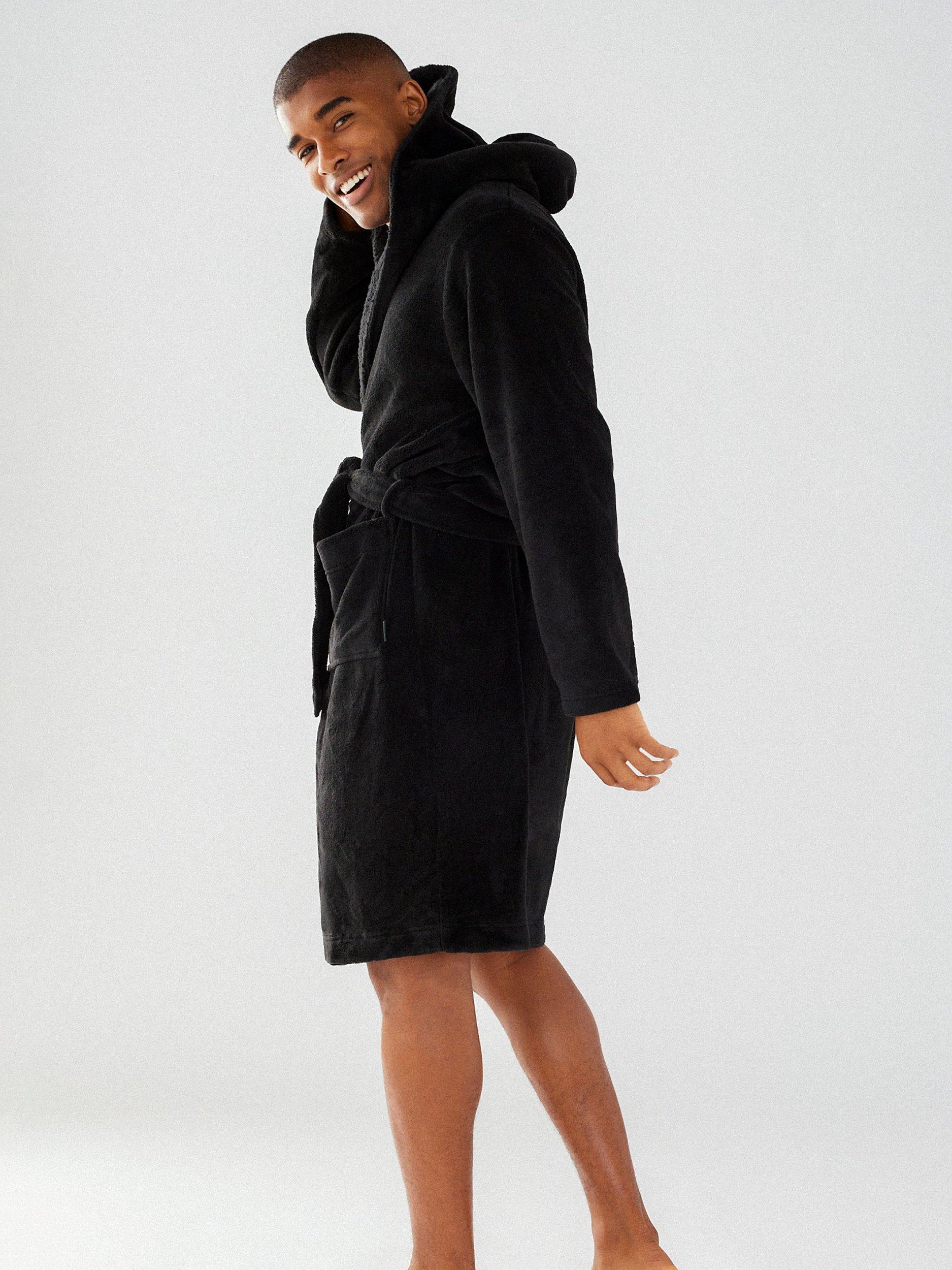 Chelsea Peers Fluffy Hooded Dressing Gown, Black, L