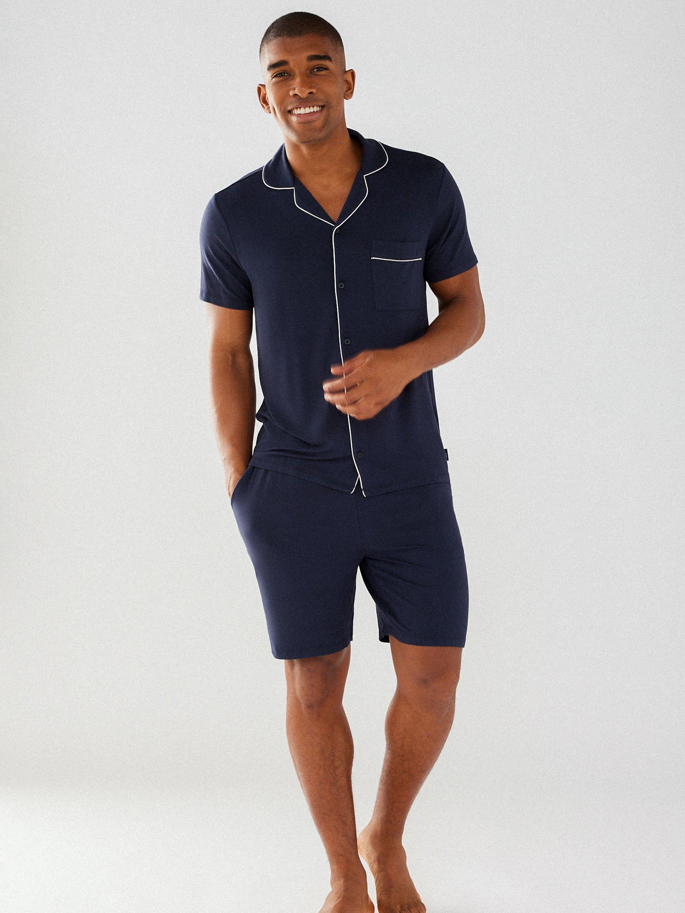 Chelsea Peers Modal Short Shirt Pyjama Set, Navy
