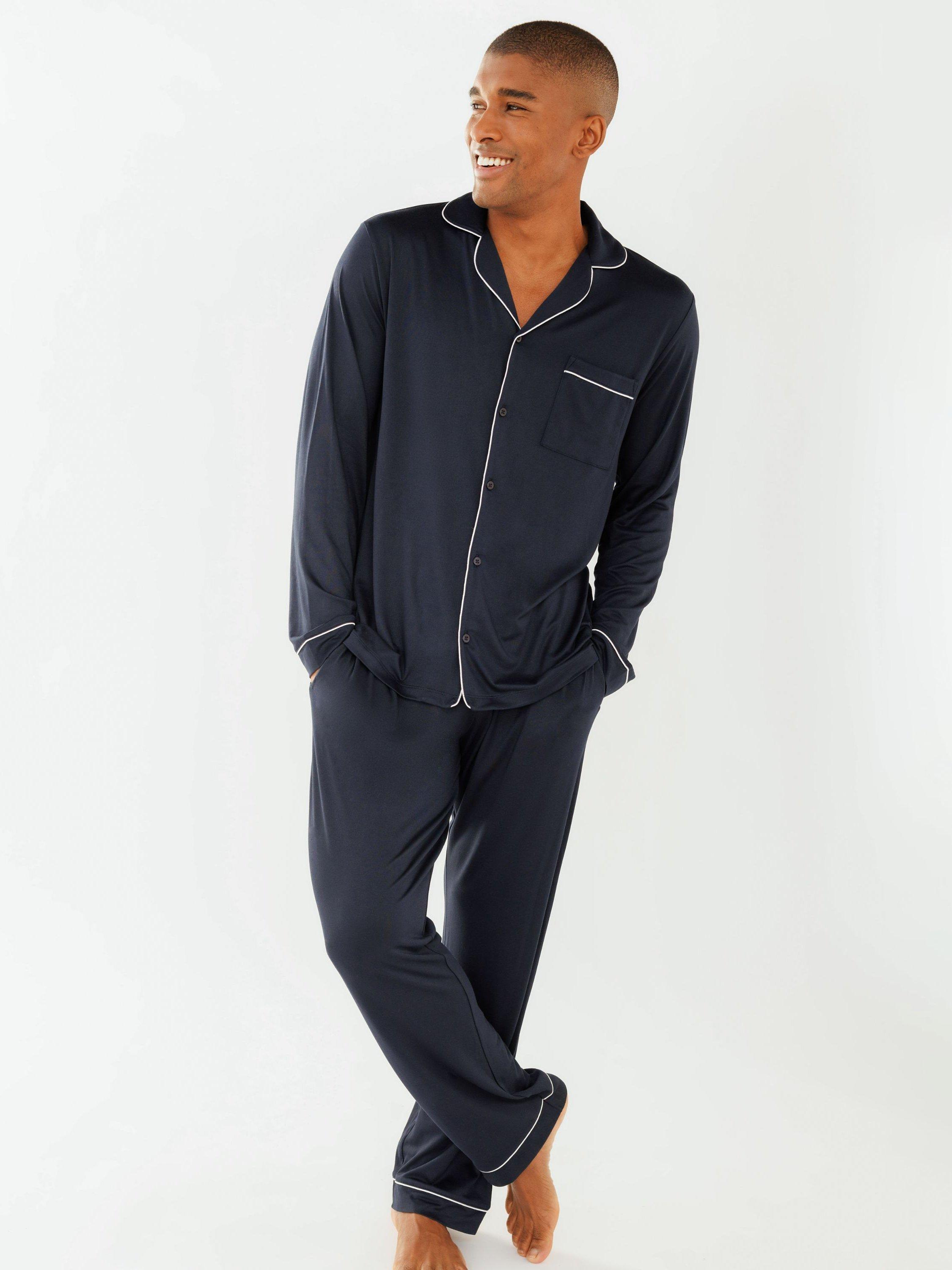 Chelsea Peers Modal Long Shirt Pyjama Set, Navy