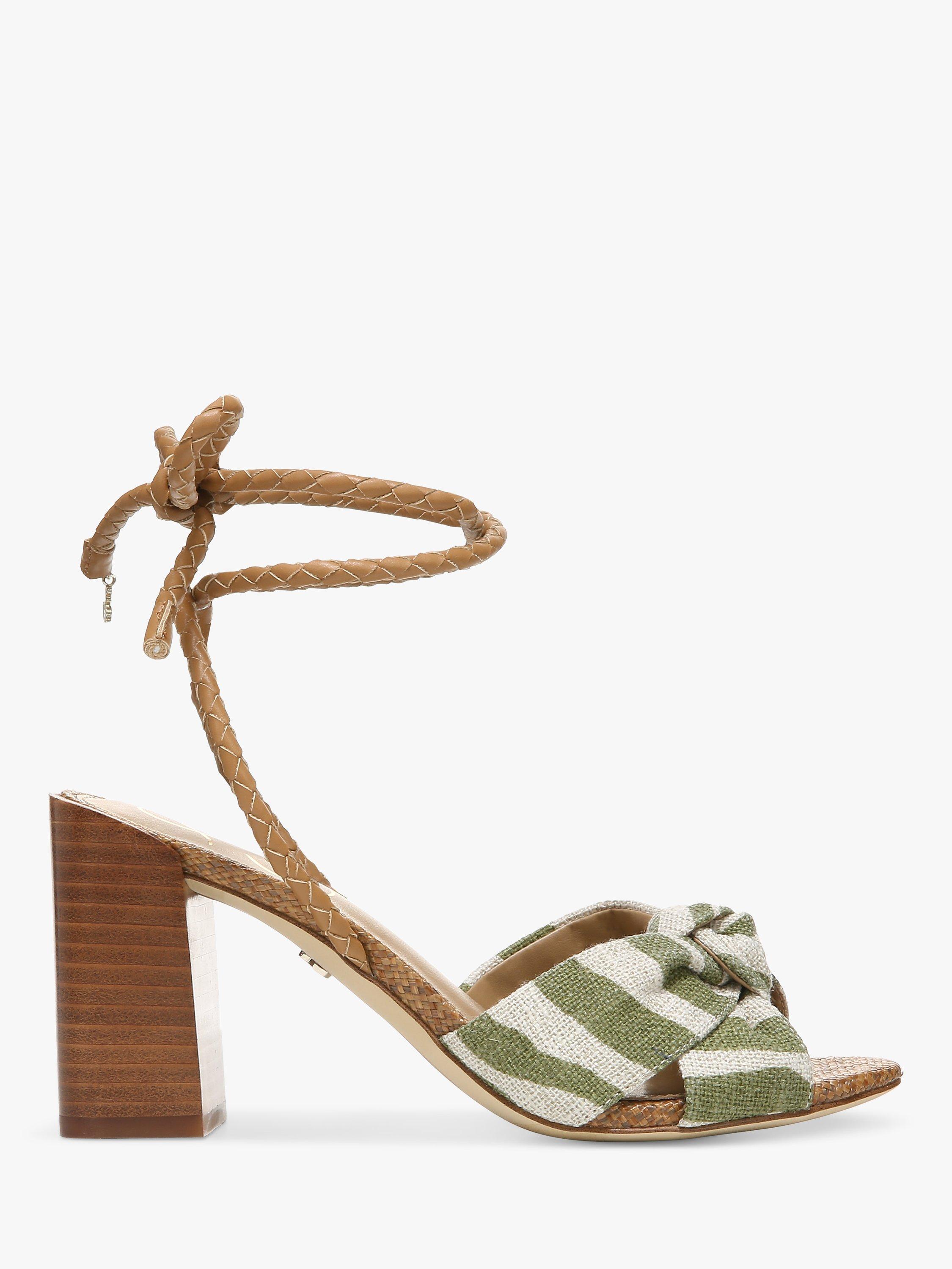 Product image 1 of 5, which shows Sam Edelman Bodhi Knot Detail Striped Sandals, Green/Multi, 9