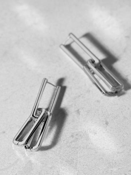 Mint Velvet Link Drop Earrings - view 2, Silver