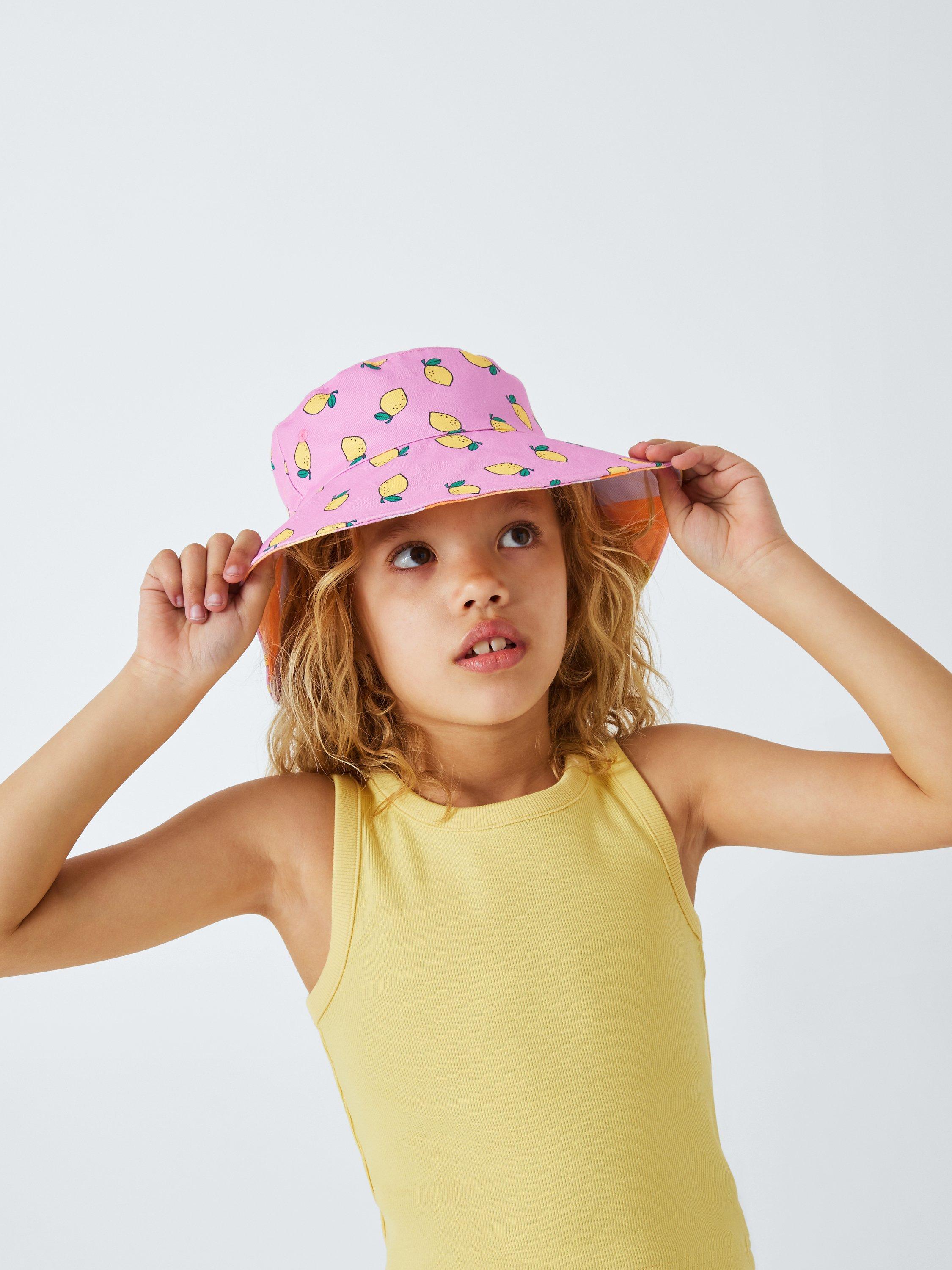 John Lewis ANYDAY Kids' Lemon Stripe Reversible Hat, Multi