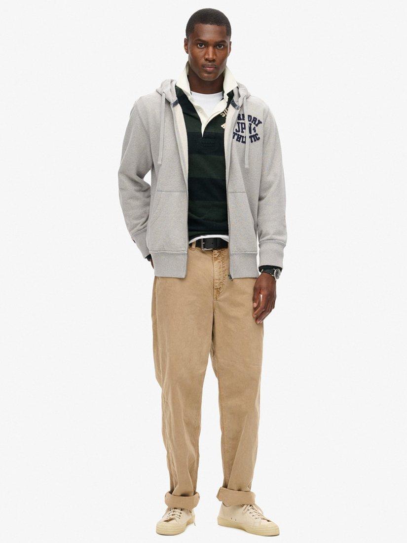 Product image 2 of 5, which shows Superdry Vintage Athletic Zip Hoodie, Light Grey, XXL
