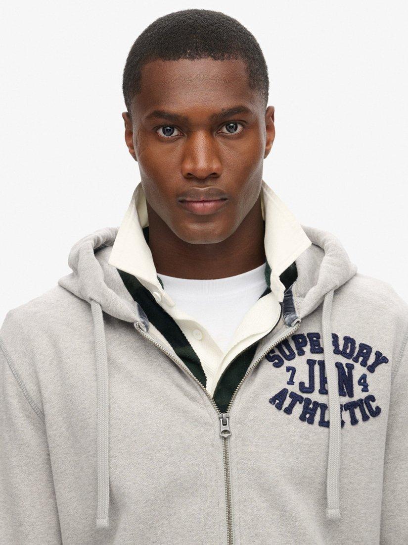 Product image 4 of 5, which shows Superdry Vintage Athletic Zip Hoodie, Light Grey, XXL