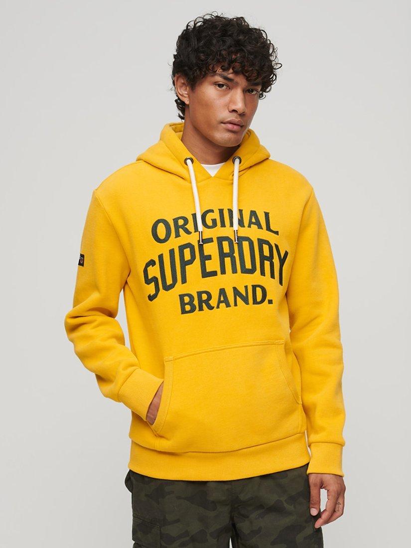 Superdry Athletic Script Overhead Hoodie, Golden Rod Yellow
