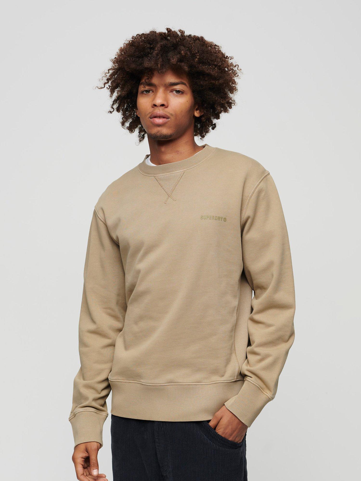 Superdry Overdyed Logo Loose Crew Sweatshirt, Winter Twig Beige