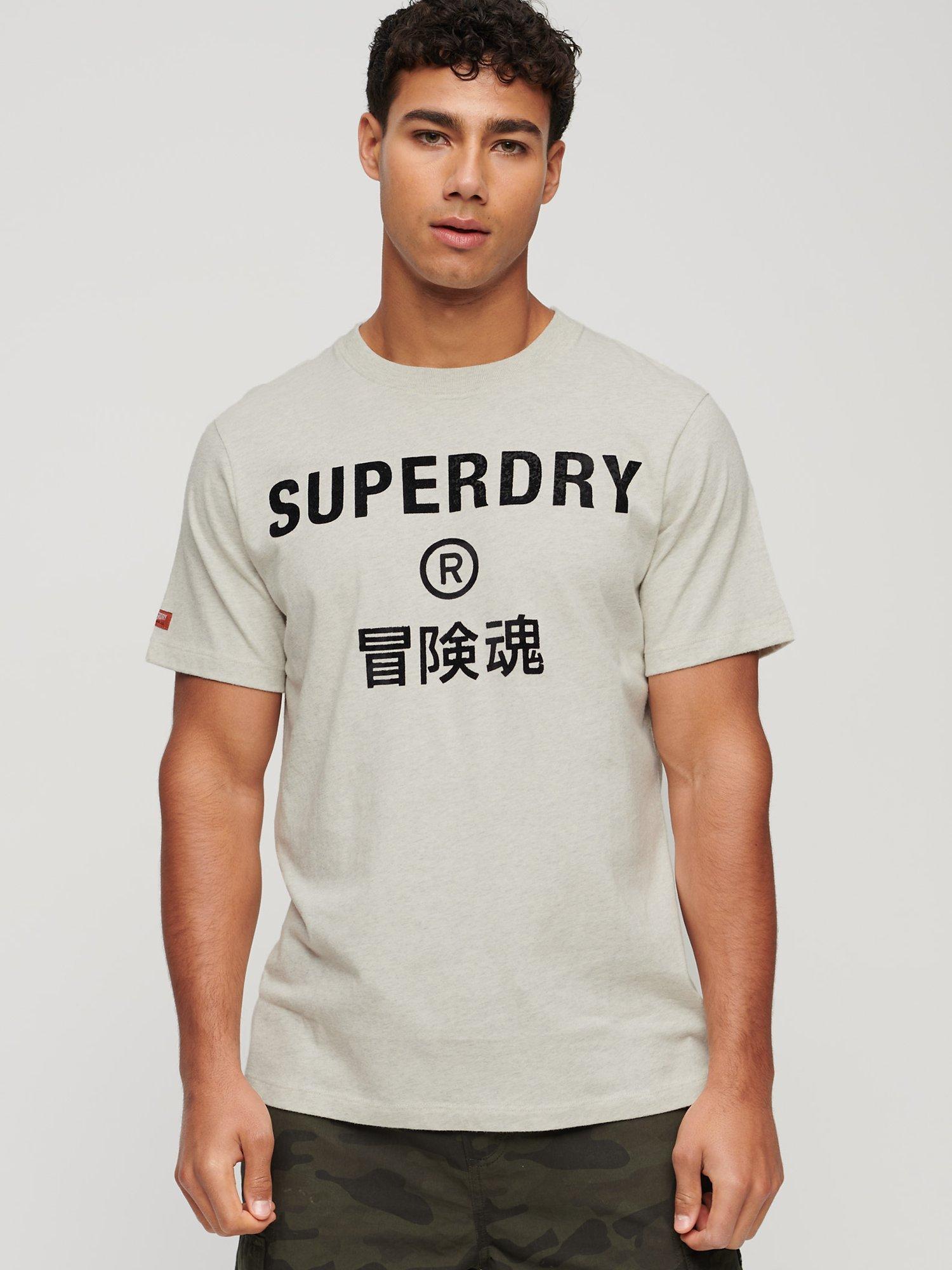 Superdry Workwear Logo Vintage T-Shirt, Oatmeal Grey Marl