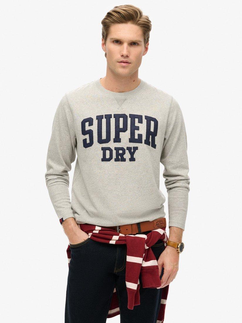 Superdry Vintage Athletic Chest Long Sleeve T-Shirt, Grey, XXL