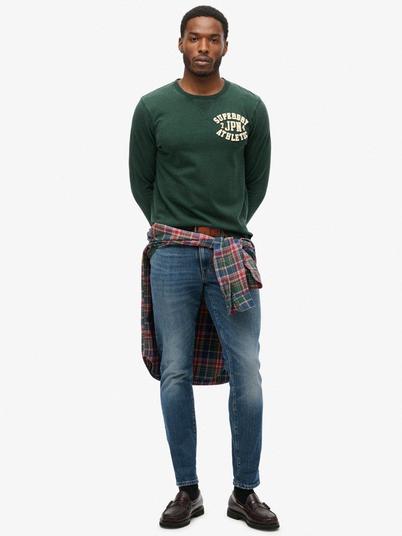 Product image 2 of 6, which shows Superdry Vintage Athletic Chest Long Sleeve T-Shirt, Enamel Green, S