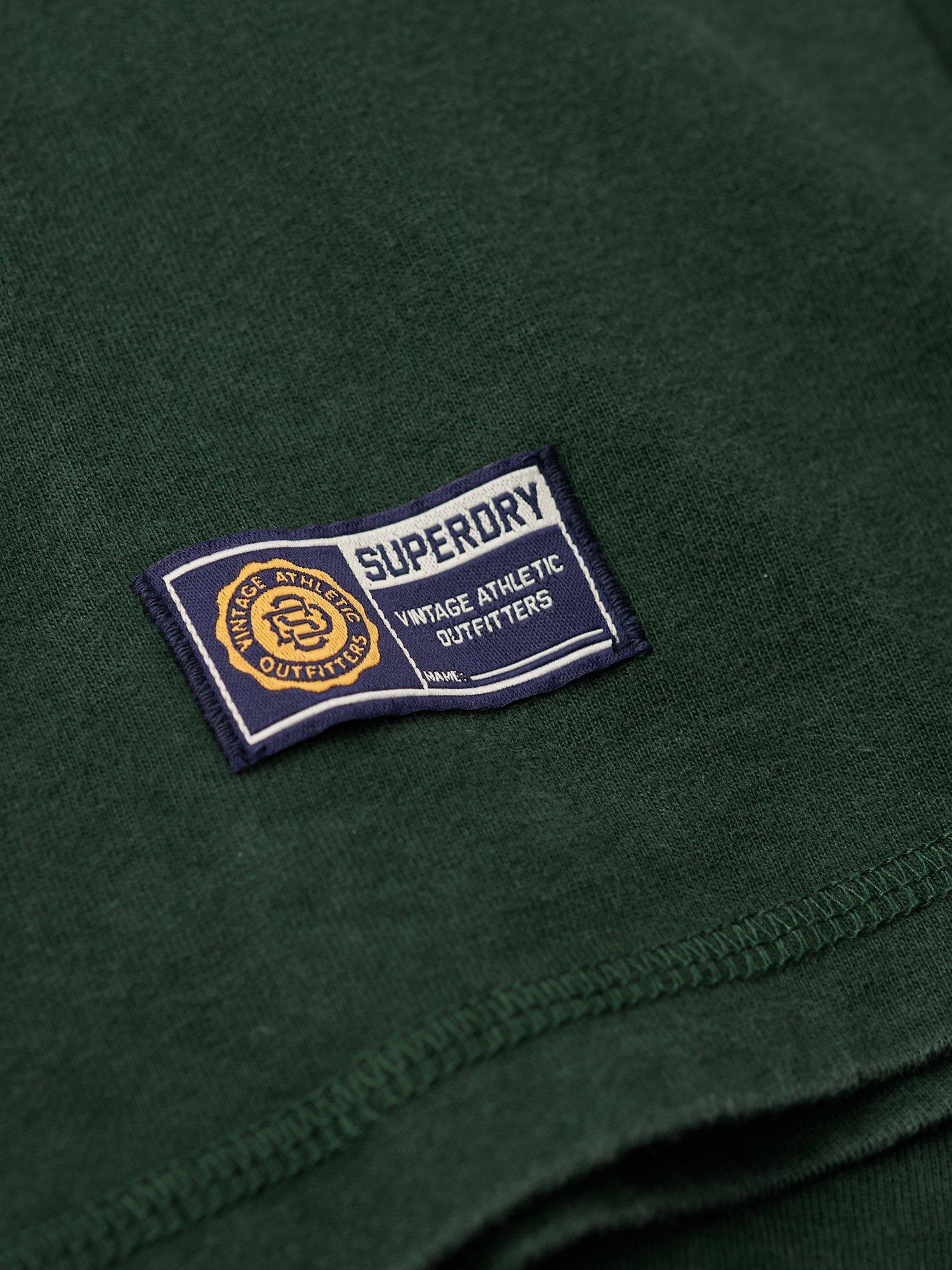 Product image 3 of 6, which shows Superdry Vintage Athletic Chest Long Sleeve T-Shirt, Enamel Green, S