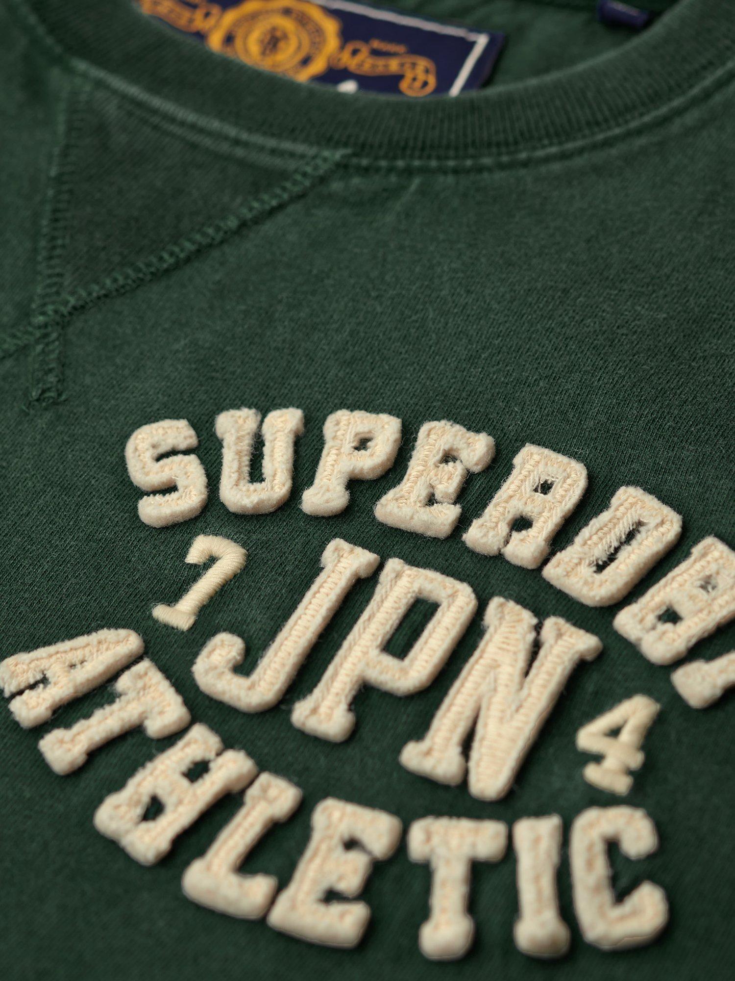 Product image 5 of 6, which shows Superdry Vintage Athletic Chest Long Sleeve T-Shirt, Enamel Green, S