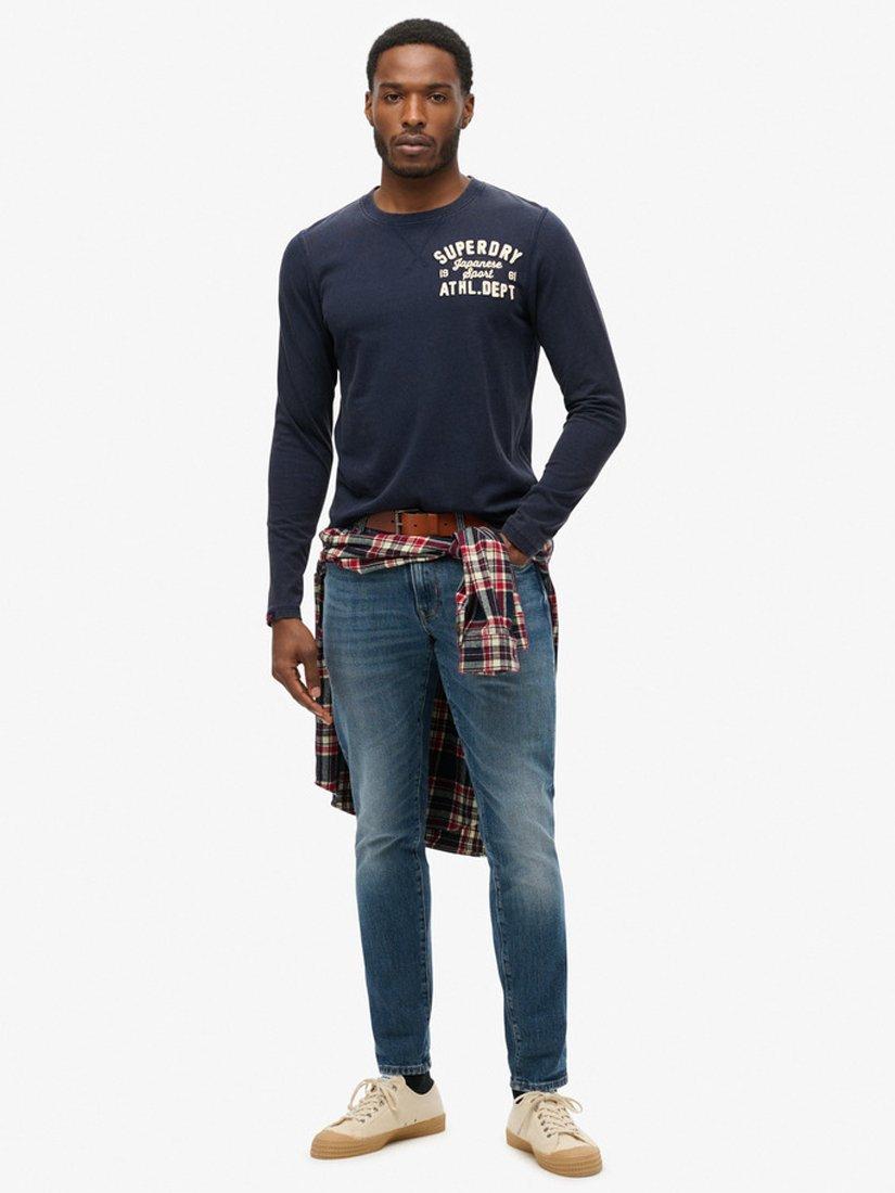 Product image 2 of 6, which shows Superdry Vintage Athletic Chest Long Sleeve T-Shirt, Rich Navy, S