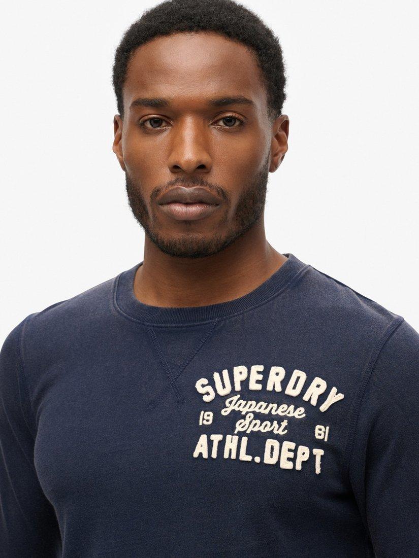 Product image 4 of 6, which shows Superdry Vintage Athletic Chest Long Sleeve T-Shirt, Rich Navy, S