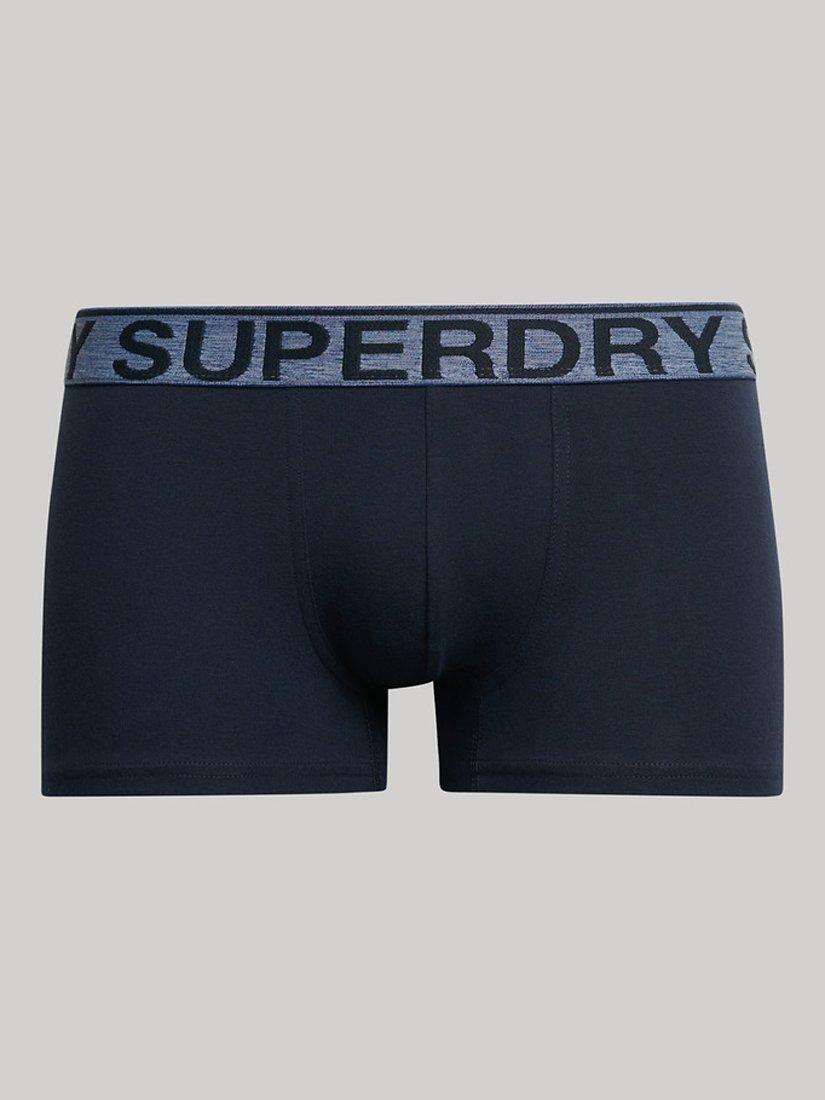 Product image 2 of 4, which shows Superdry Organic Cotton Trunks, Pack of 3, Navy, L