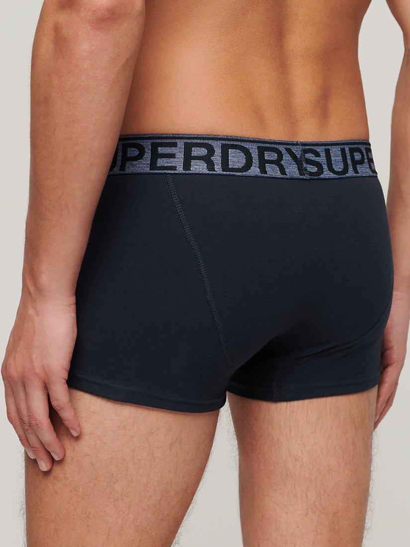 Product image 3 of 4, which shows Superdry Organic Cotton Trunks, Pack of 3, Navy, L