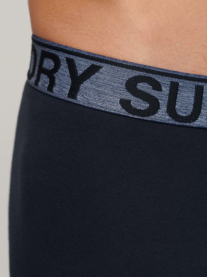 Product image 4 of 4, which shows Superdry Organic Cotton Trunks, Pack of 3, Navy, L