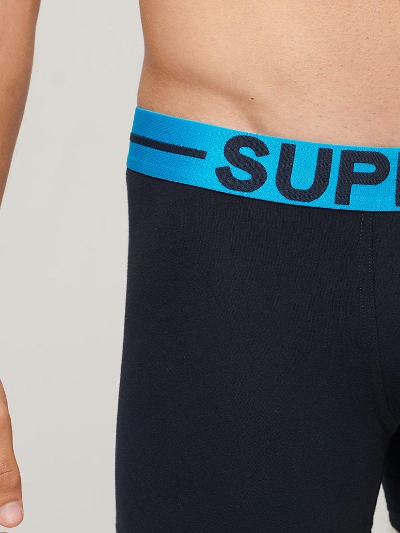 Superdry Organic Cotton Blend Boxers Pack of 3 Blue Marl Eclipse Rouge