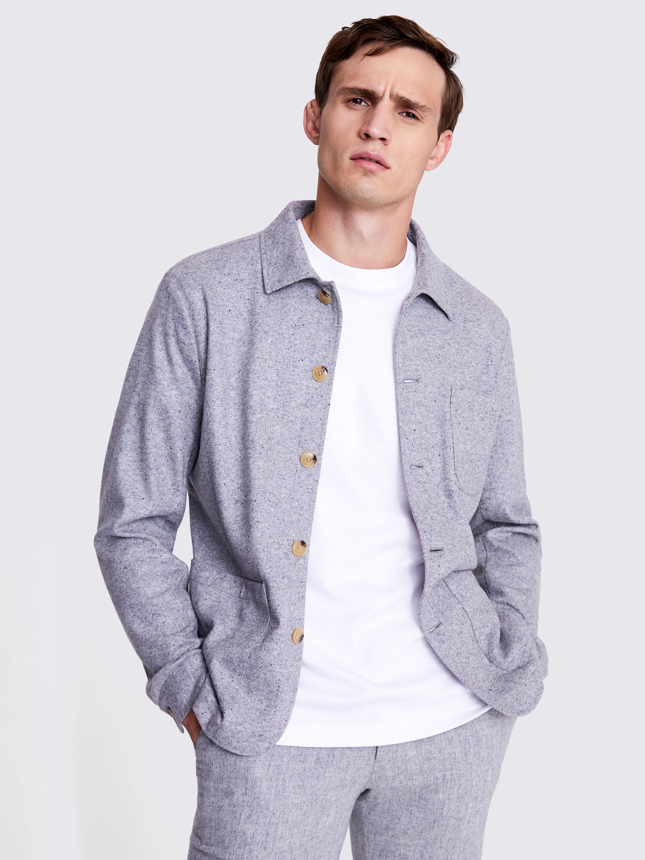 Moss Wool Blend Regular fir Shacket, Grey